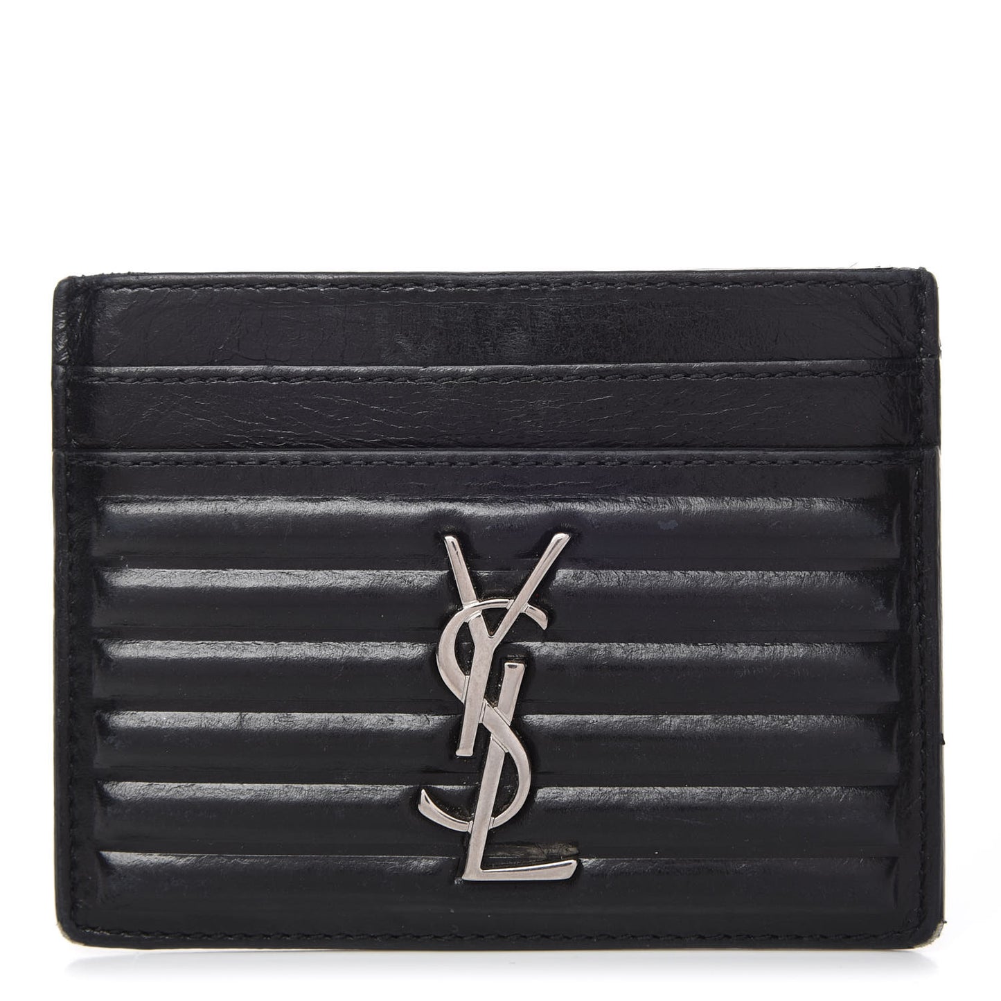 Ribbed Calfskin Opium Monogram Credit Card Case Black