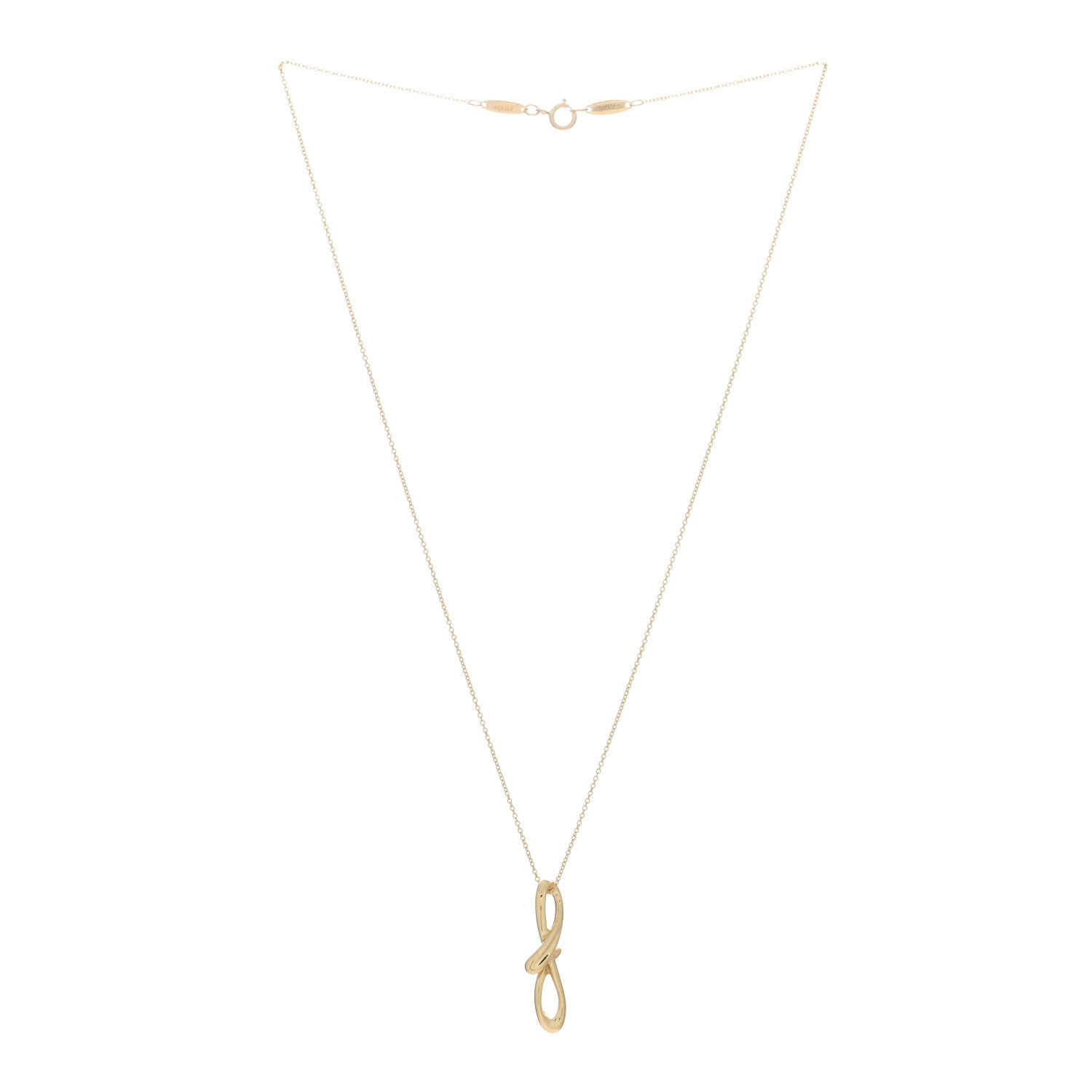 Tiffany 18K Yellow Gold Elsa Peretti Letter F Pendant Necklace 2 of 4