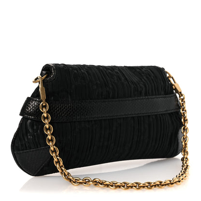 Gucci Satin Snakeskin Monogram Mini Horsebit Chain Clutch Black 3 of 15