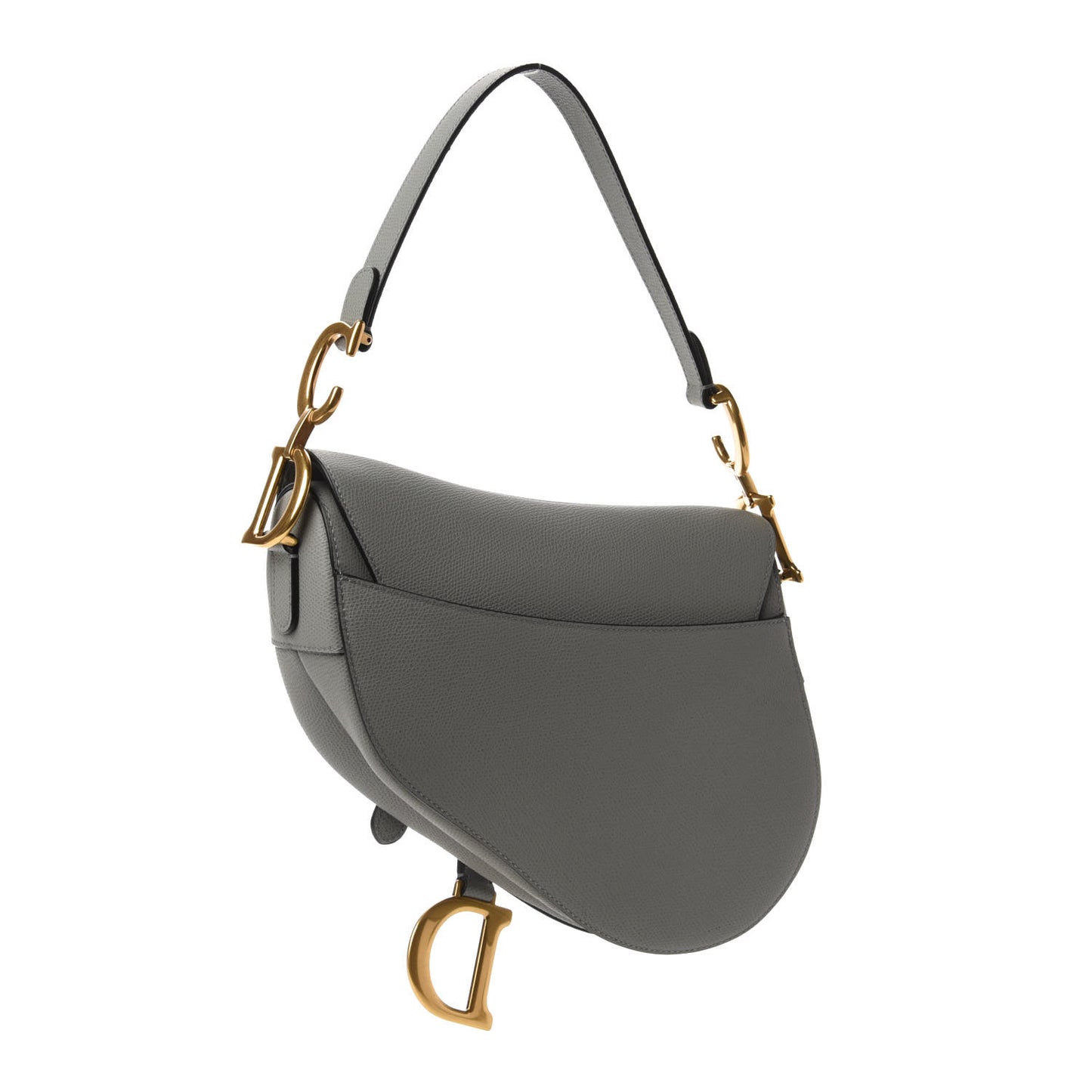 Grained Calfskin Saddle Bag Grey