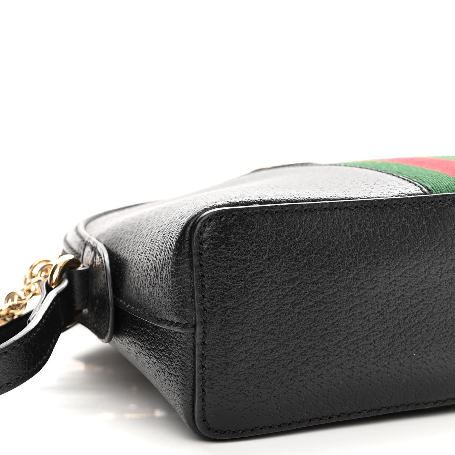 Gucci Calfskin GG Web Small Ophidia Dome Shoulder Bag Black 9 of 10