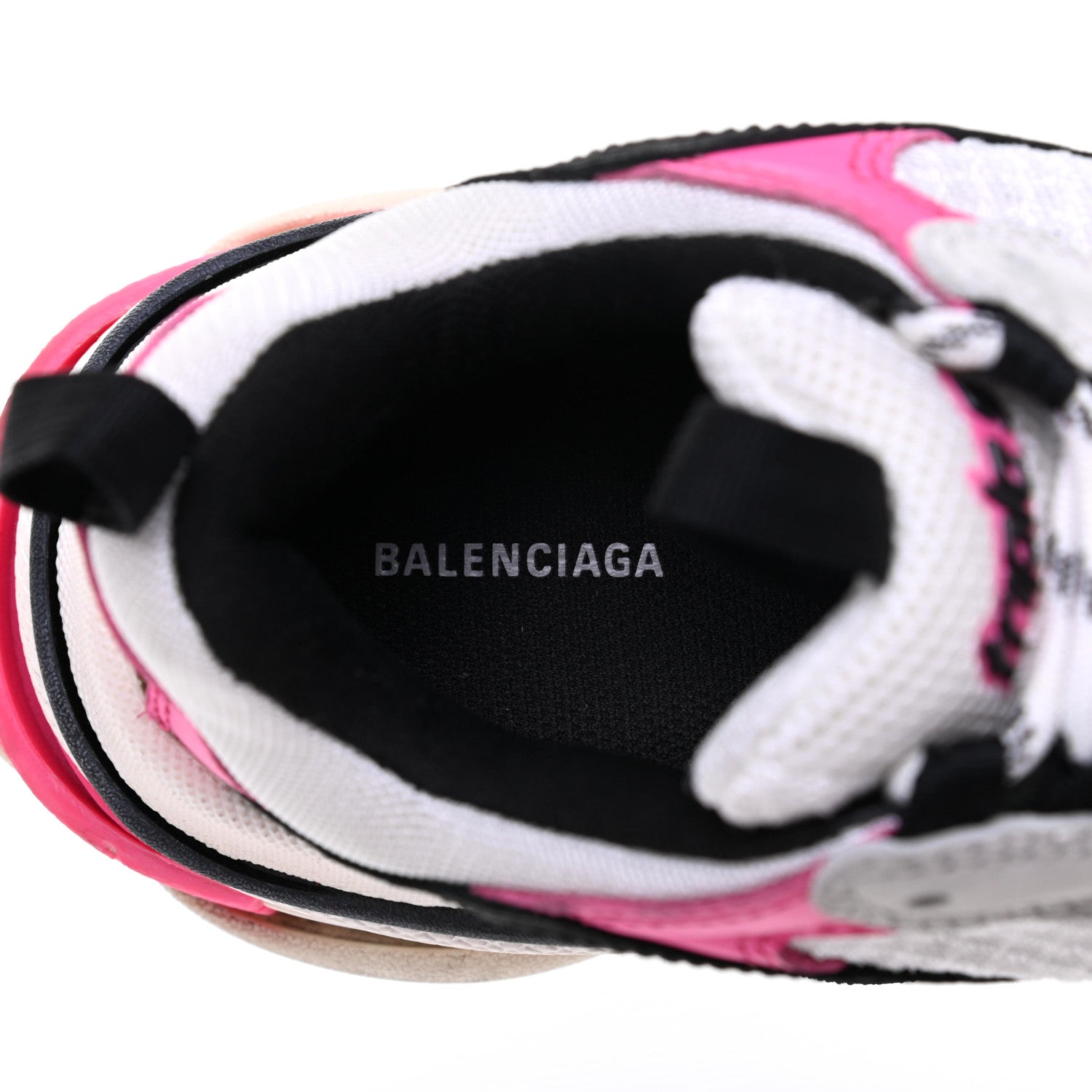 Balenciaga Fabric Mesh Womens Triple S Sneakers 36 Rose Fluo Black White 7 of 16