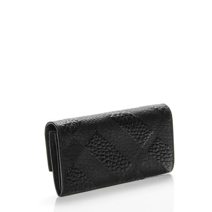 Burberry Signature Grain Calfskin Check Embossed Continental Wallet Black 3 of 8