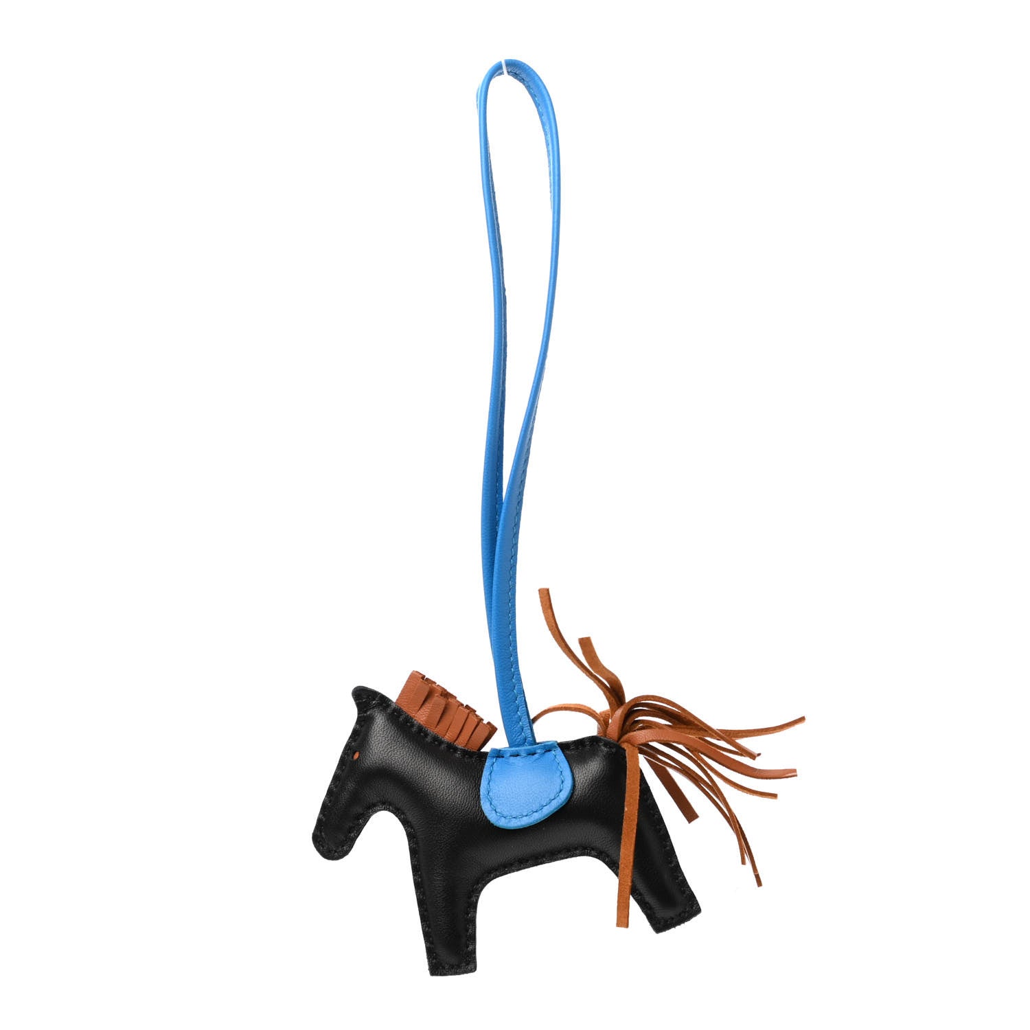 Hermes Milo Lambskin Grigri Rodeo Horse Bag Charm PM Black Gold Bleu Zanzibar 1 of 4