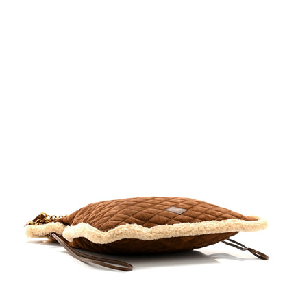 Saint Laurent Suede Shearling Quilted Le Pochon Natural Tan 4 of 9