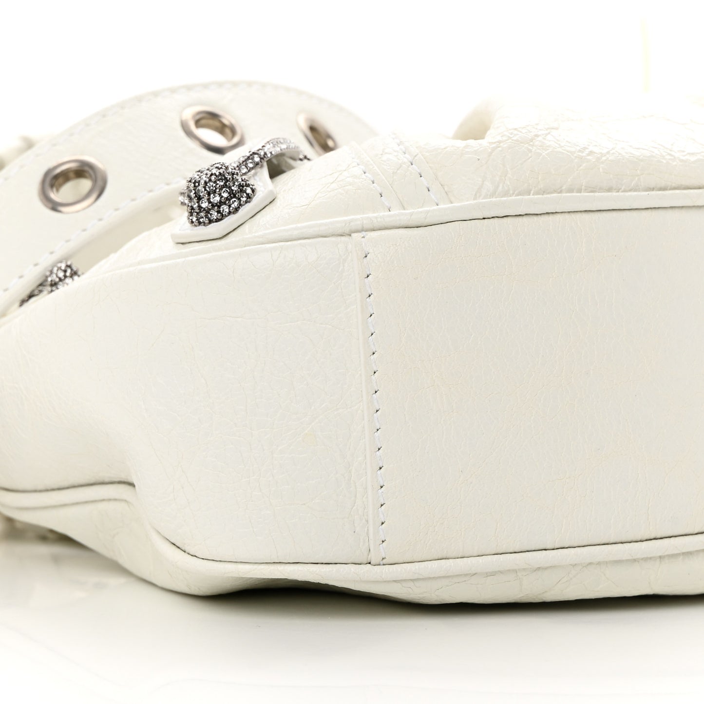 Agneau Arena Crystal Le Cagole Shoulder Bag XS Optic White