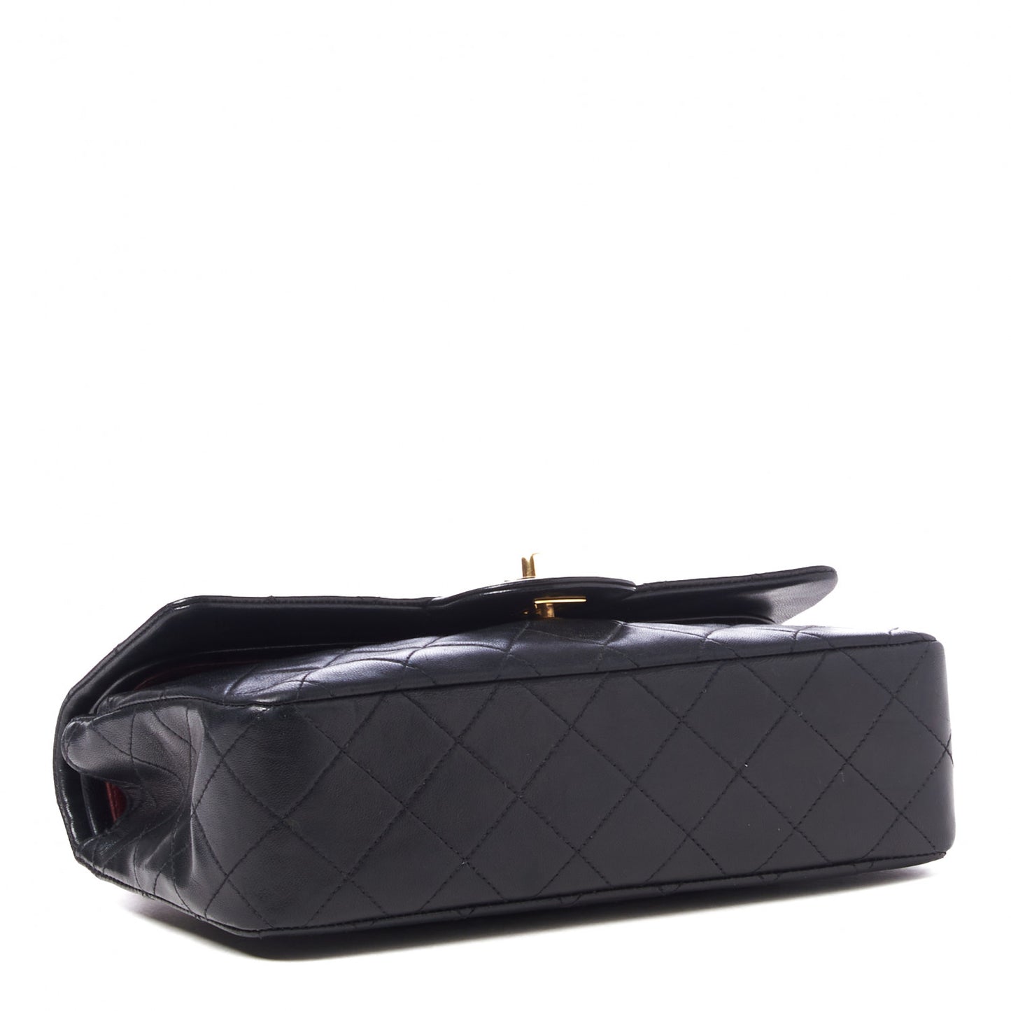 Lambskin Quilted Small Double Flap Black