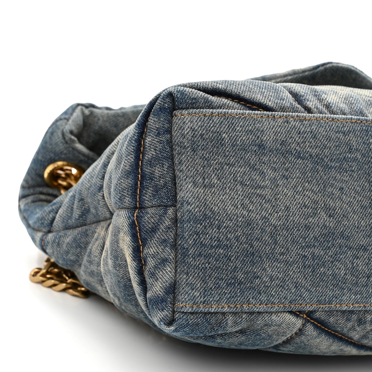 Saint Laurent Denim Quilted Small Loulou Puffer Monogram Chain Satchel Blue Cinnamon 8 of 9