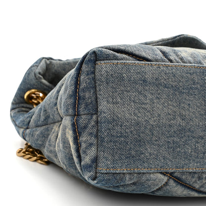 Saint Laurent Denim Quilted Small Loulou Puffer Monogram Chain Satchel Blue Cinnamon 8 of 9