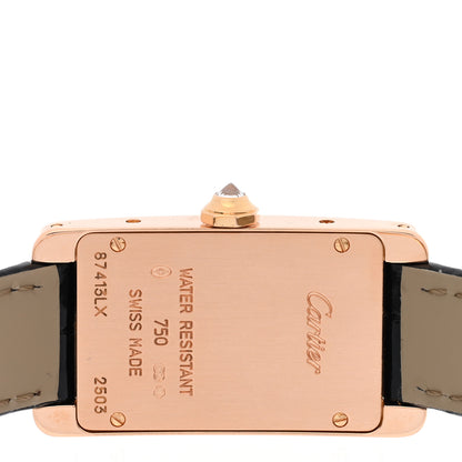 Cartier 18K Pink Gold Alligator Diamond Bezel 19mm Tank Americaine Quartz Watch 4 of 5