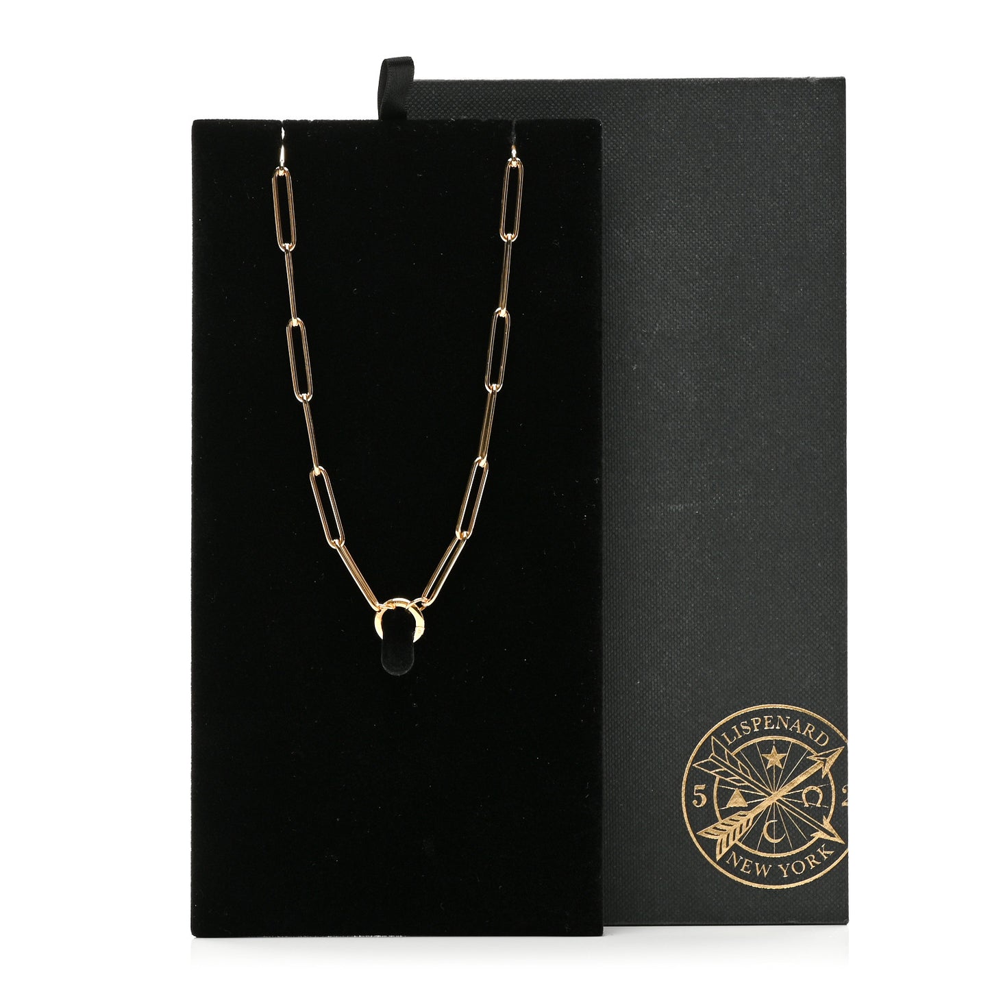 18K Yellow Gold Classic Fob Open Clip Chain Necklace