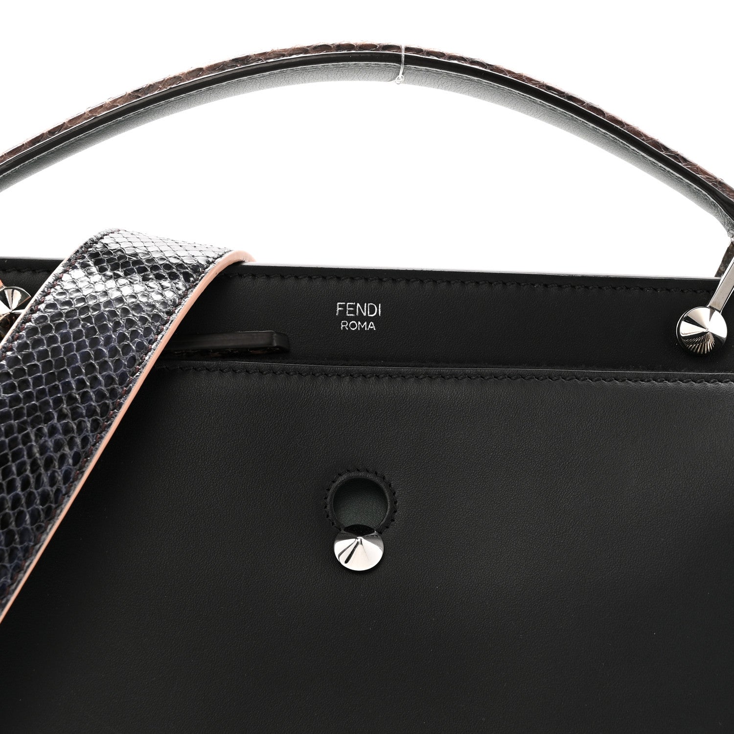 Fendi Vitello Baltico Dolce Elaphe DotCom Satchel Dark Grey 10 of 15