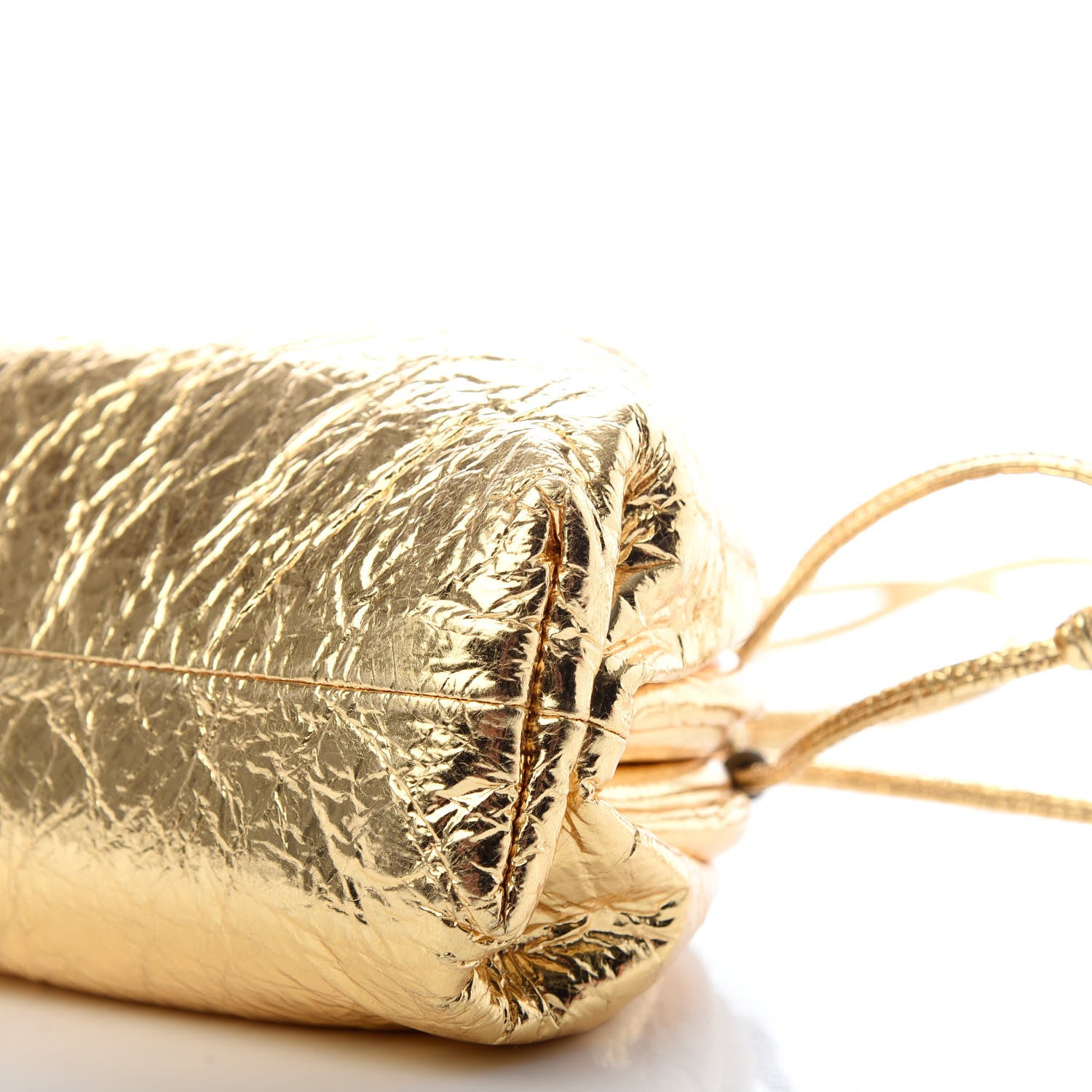 Bottega Veneta Metallic Crinkled Lambskin The Mini Pouch Oro 8 of 9