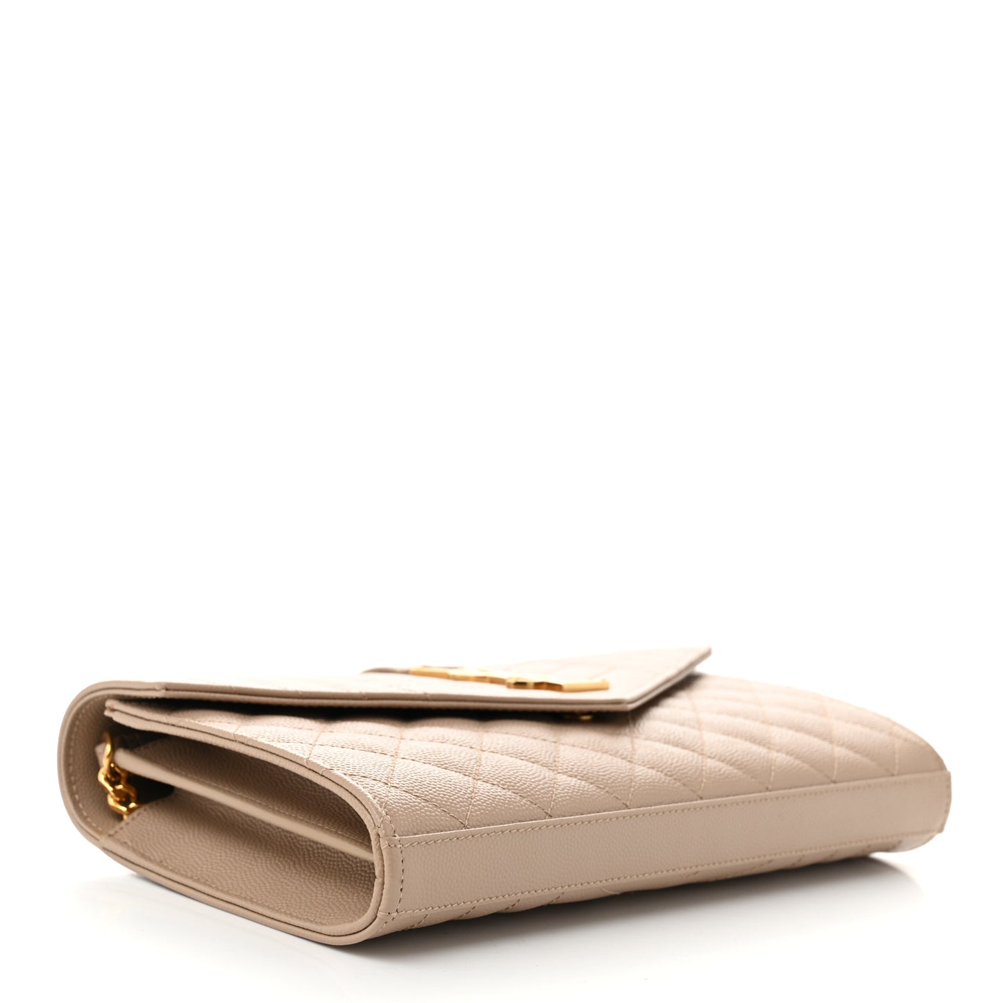 Grain De Poudre Mixed Matelasse Triquilt Monogram Chain Wallet Dark Beige