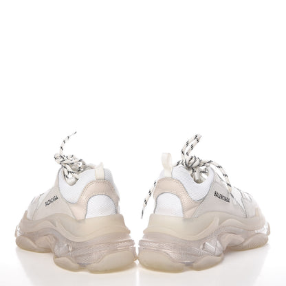 Balenciaga Fabric Mesh Clear Sole Mens Triple S Sneakers 40 White 6 of 15
