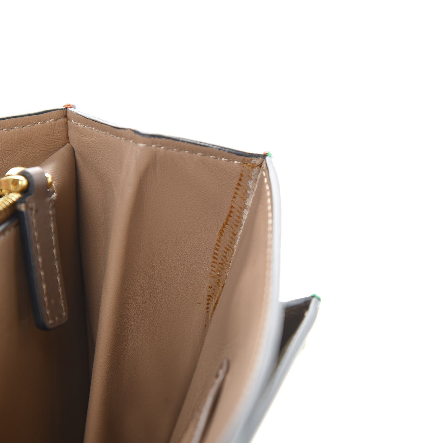 Valentino Garavani Calfskin Rivet Colorblock Double Handle Shoulder Bag Brown Green 17 of 19