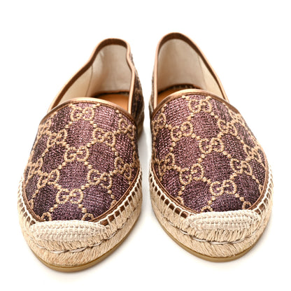 Gucci Lame Nappa GG Monogram Espadrilles 39 Brown Beige Light Bronze 2 of 8