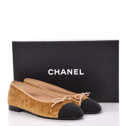 Chanel Silk Velvet Bow CC Ballet Flats 36.5 Gold Black 9 of 9