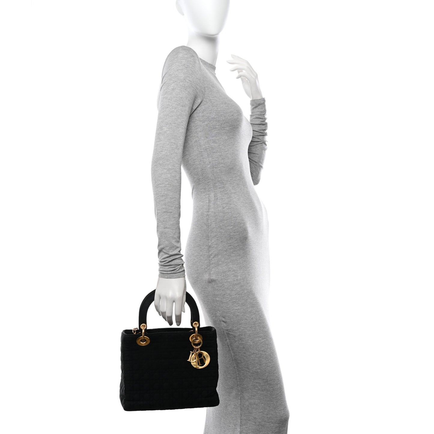 Nylon Cannage Medium Lady Dior Black