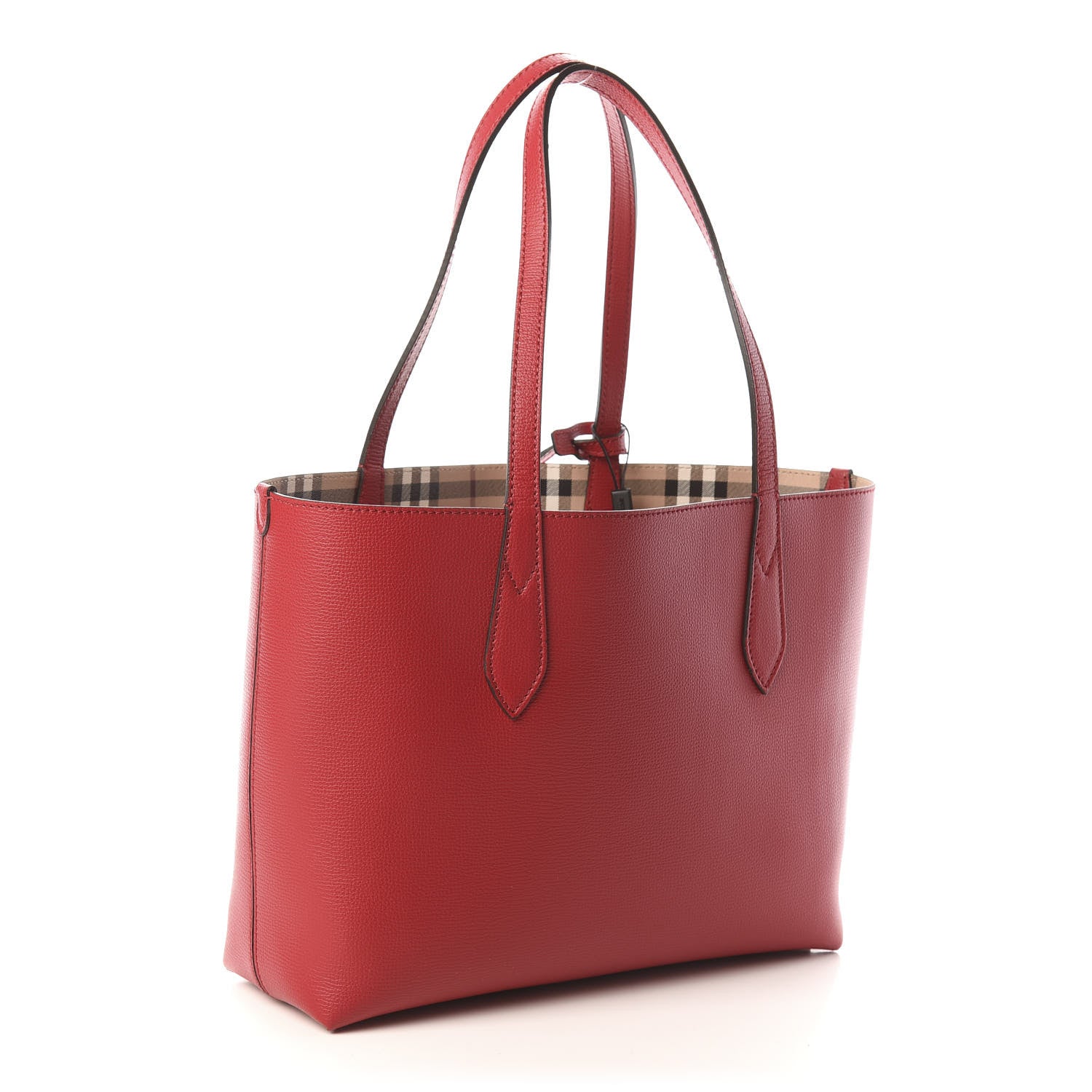 Burberry Haymarket Check Small Reversible Tote Poppy Red 3 of 13