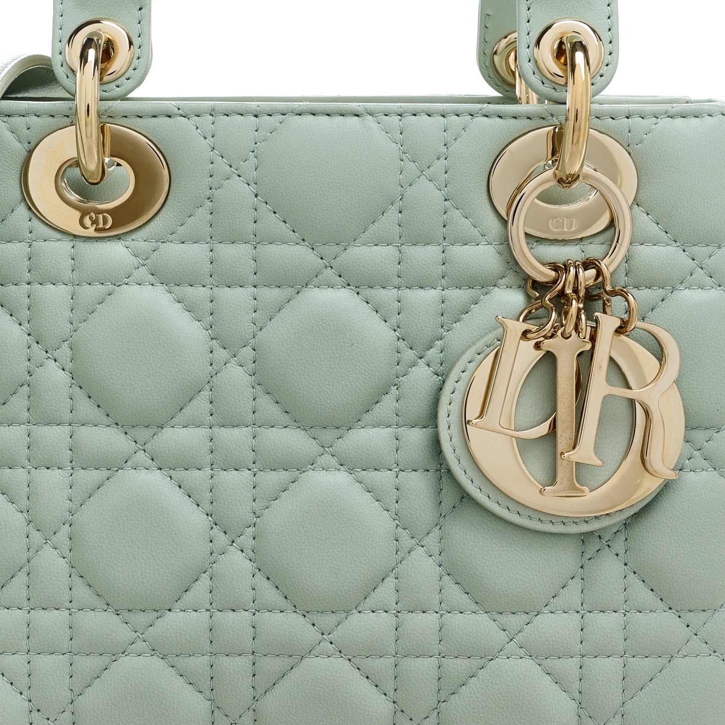 Lambskin Cannage Small Lucky Badges My Lady Dior Green