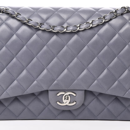 Chanel Lambskin Quilted Maxi Double Flap Light Blue 8 of 15