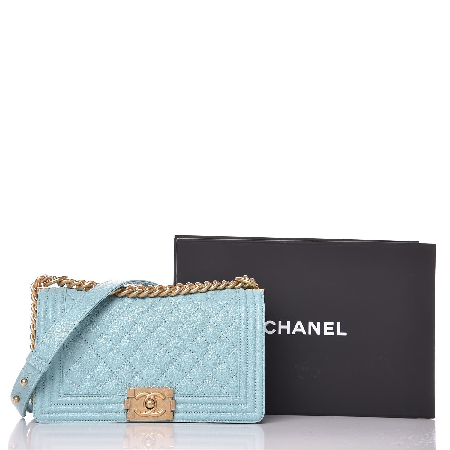 Chanel Caviar Quilted Medium Boy Flap Light Blue 8 of 8