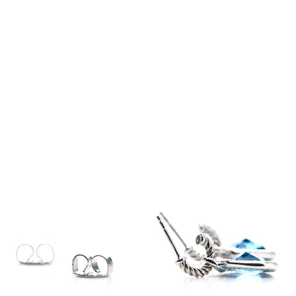 David Yurman Sterling Silver Diamond Blue Topaz Labyrinth Drop Earrings 3 of 5