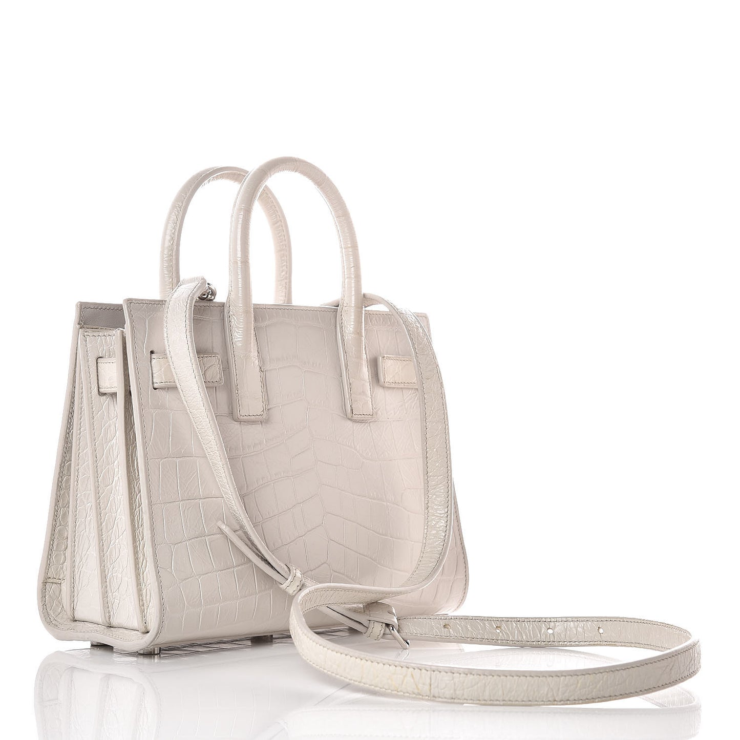 Croc Calfskin Embossed Nano Sac De Jour Cream Souffle
