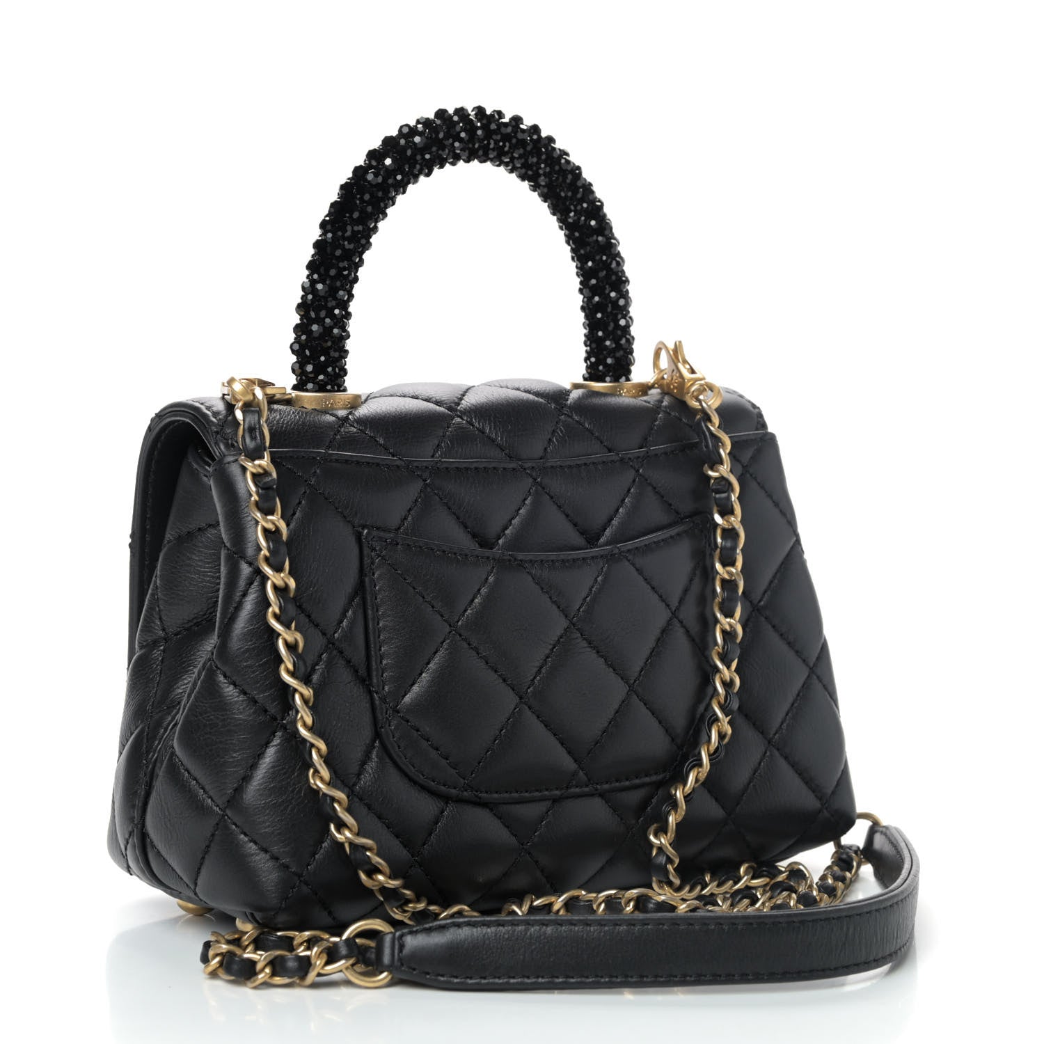 Chanel Calfskin Crystal Quilted Extra Mini Coco Handle Flap Black 2 of 5