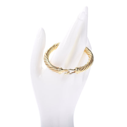 David Yurman 18K Yellow Gold Diamond 7mm Buckle Cable Bracelet 2 of 4