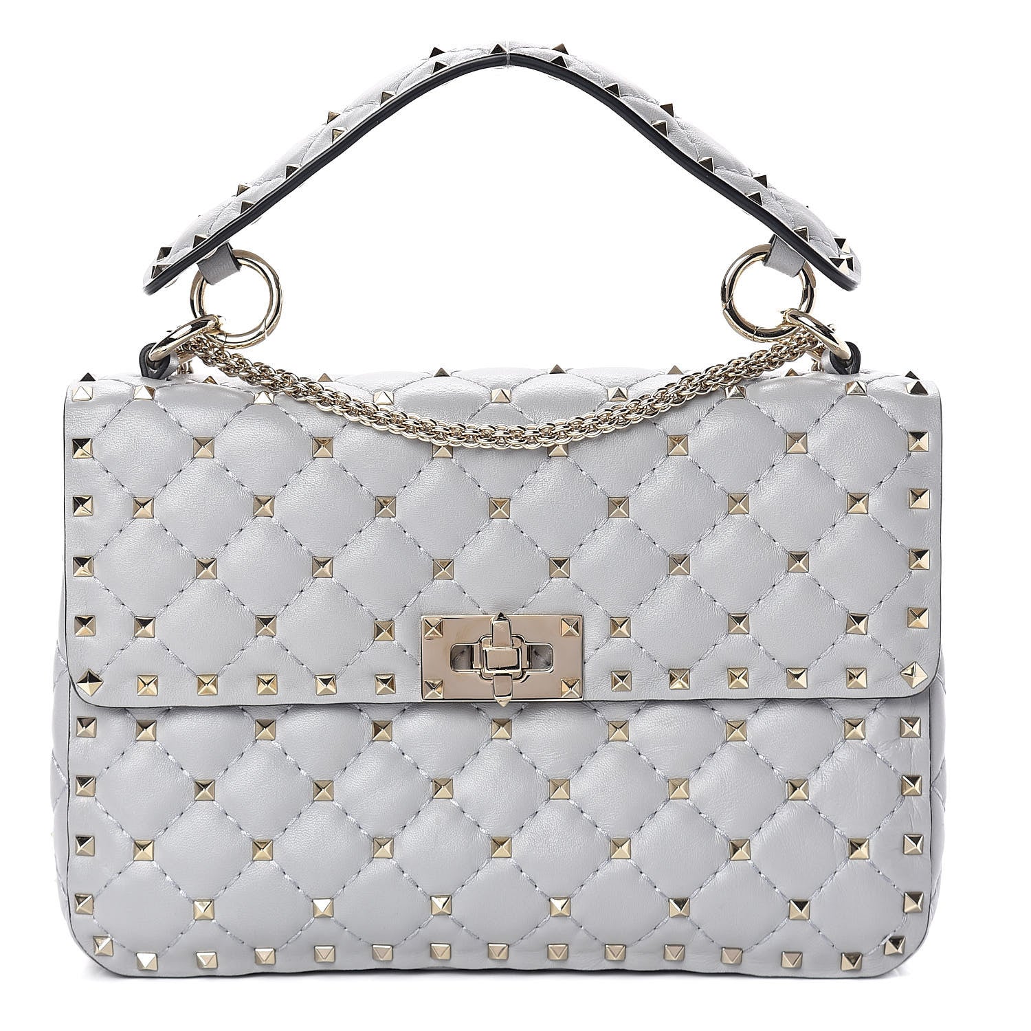 Valentino Garavani Nappa Medium Rockstud Spike Shoulder Bag Pastel Grey 1 of 10