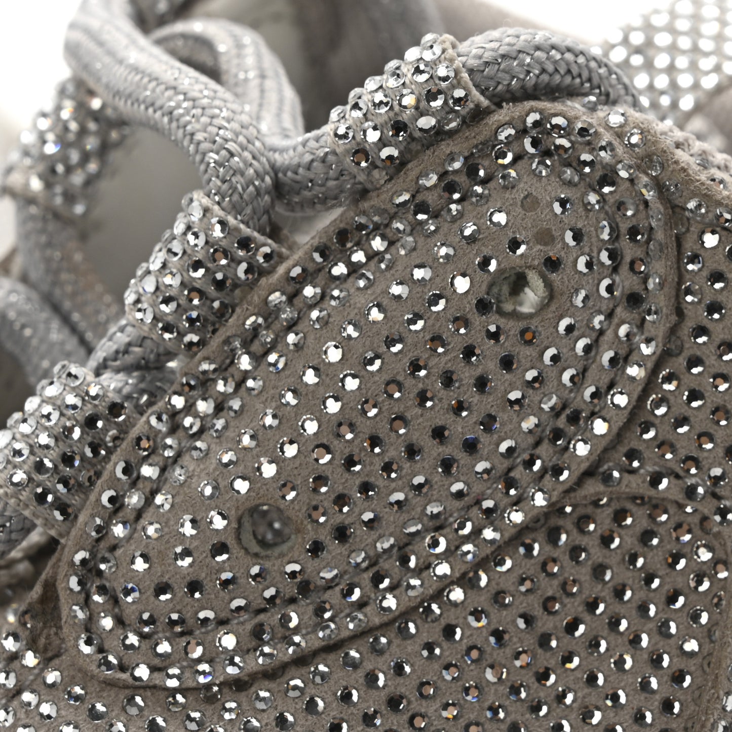 Microfiber Strass Embellished Womens Triple S Sneakers 39 Light Grey