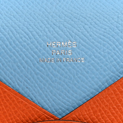 Hermes Epsom Verso Calvi Card Case Orange Celeste 6 of 7