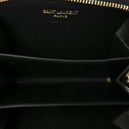 Saint Laurent Lambskin Matelasse Monogram Vicky Zip Around Card Holder Black 5 of 7