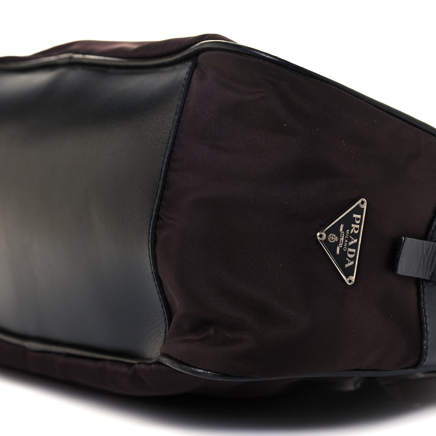 Nylon Calfskin Shoulder Bag Brown Black