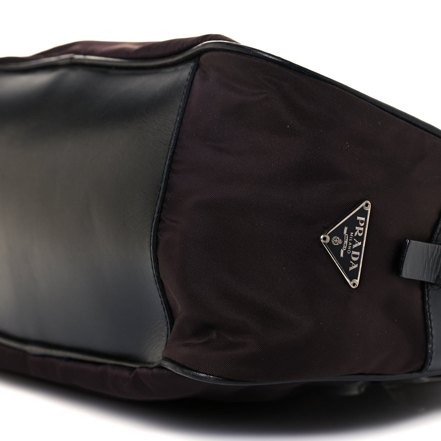 Prada Nylon Calfskin Shoulder Bag Brown Black 10 of 11