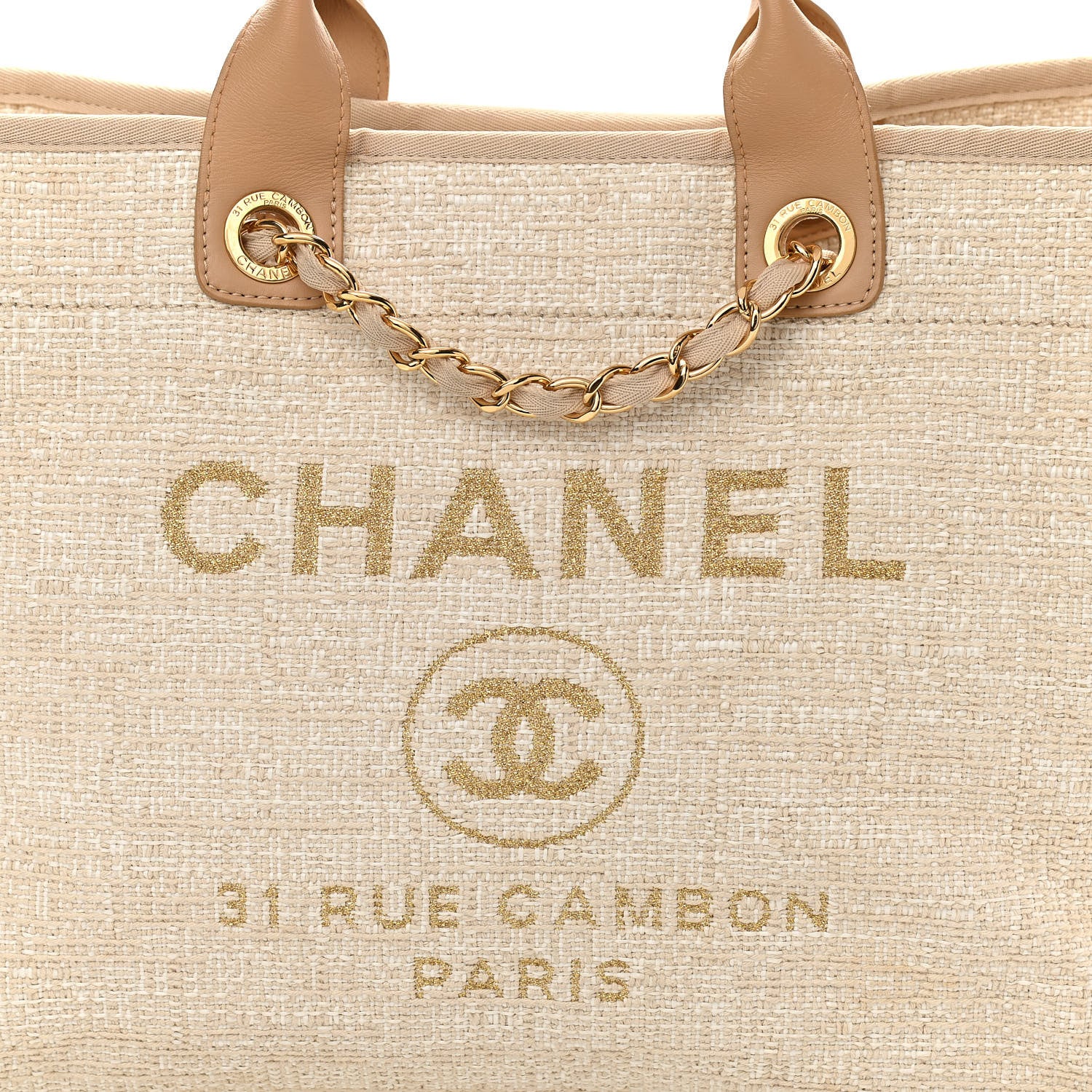 Chanel Mixed Fibers Calfskin Medium Deauville Tote Light Beige 7 of 9