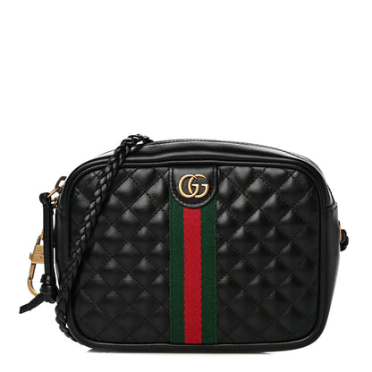 Gucci Calfskin Trapuntata Web Mini GG Shoulder Bag Black 1 of 10