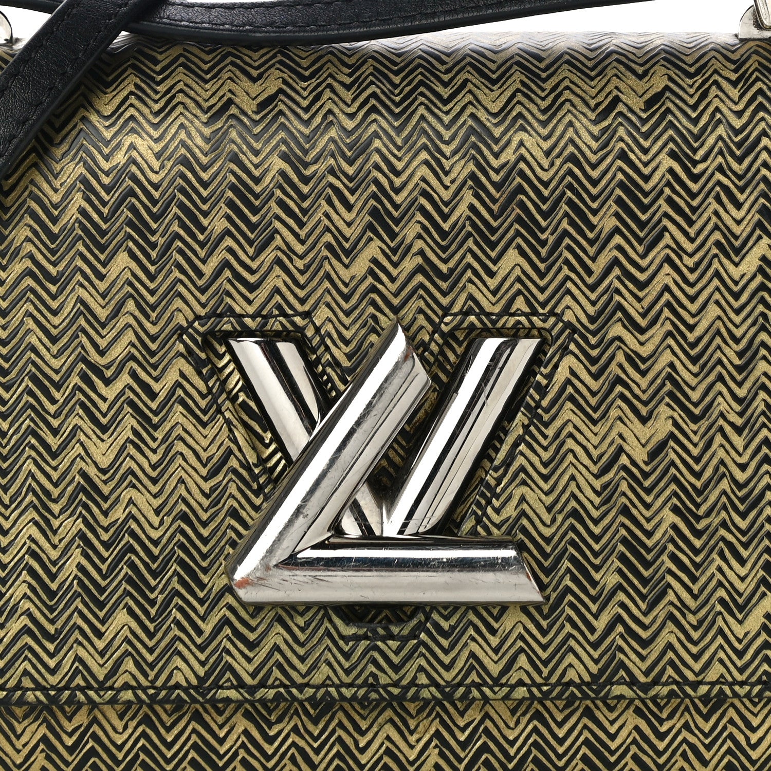 Louis Vuitton Epi Chevron Printed Twist Shoulder Bag PM Gold 3 of 11