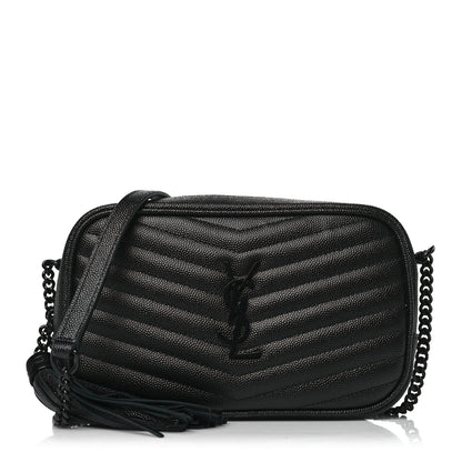 Saint Laurent SAINT LAURENT Grain De Poudre Matelasse Monochrome Monogram Mini Lou Camera Bag Black 1 of 9