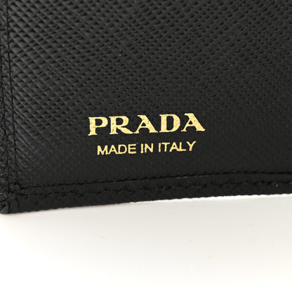 Prada Saffiano Small Triangle Bi-Fold Wallet Black 7 of 7