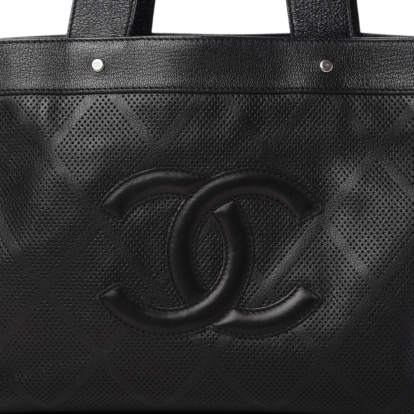 Goatskin Perforated Large CC Tote Black