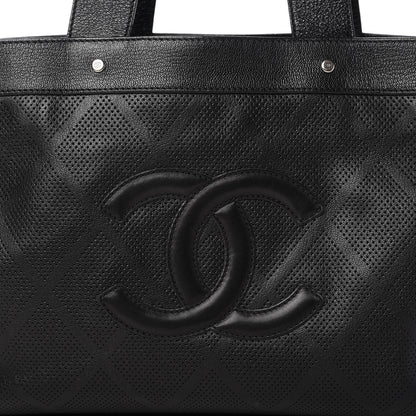 Chanel Goatskin Perforated Large CC Tote Black 10 of 10