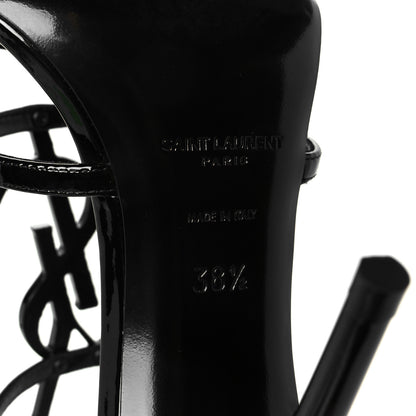 Saint Laurent Patent Cassandra 100 Ankle Strap Sandals 38.5 Black 9 of 10