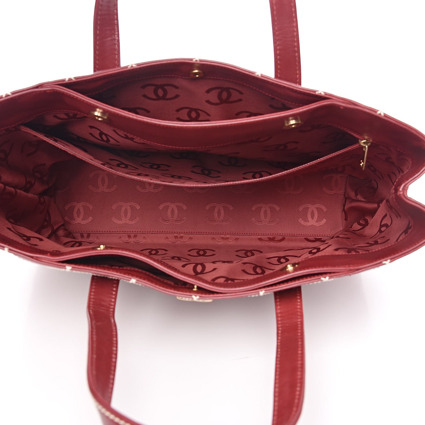 Calfskin Wild Stitch Large Tote Burgundy