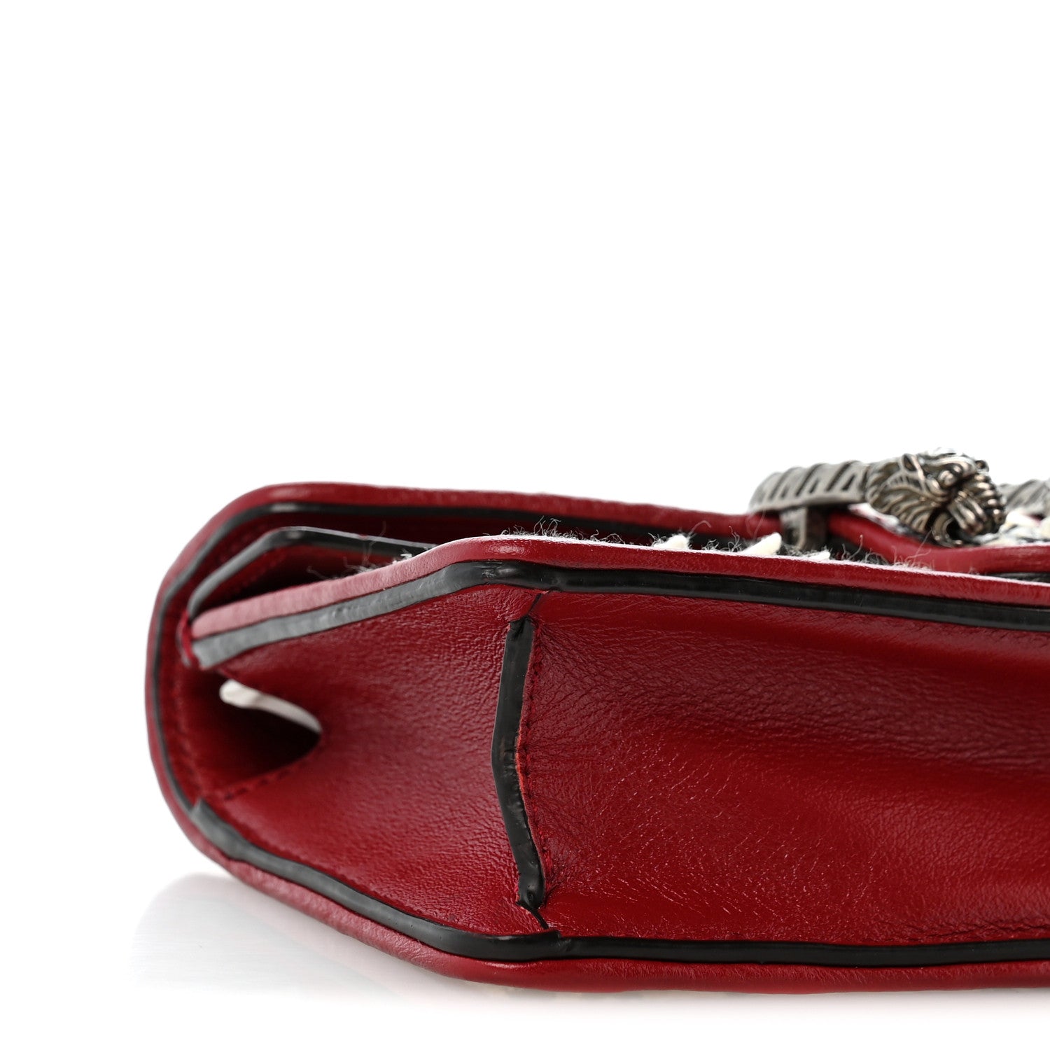 Gucci Tweed GG Monogram Super Mini Dionysus Shoulder Bag White Black Romantic Cherry 7 of 9