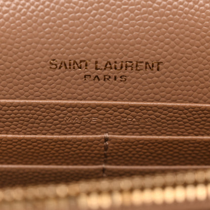Saint Laurent Grain De Poudre Matelasse Chevron Monogram Envelope Chain Wallet Cork 6 of 12