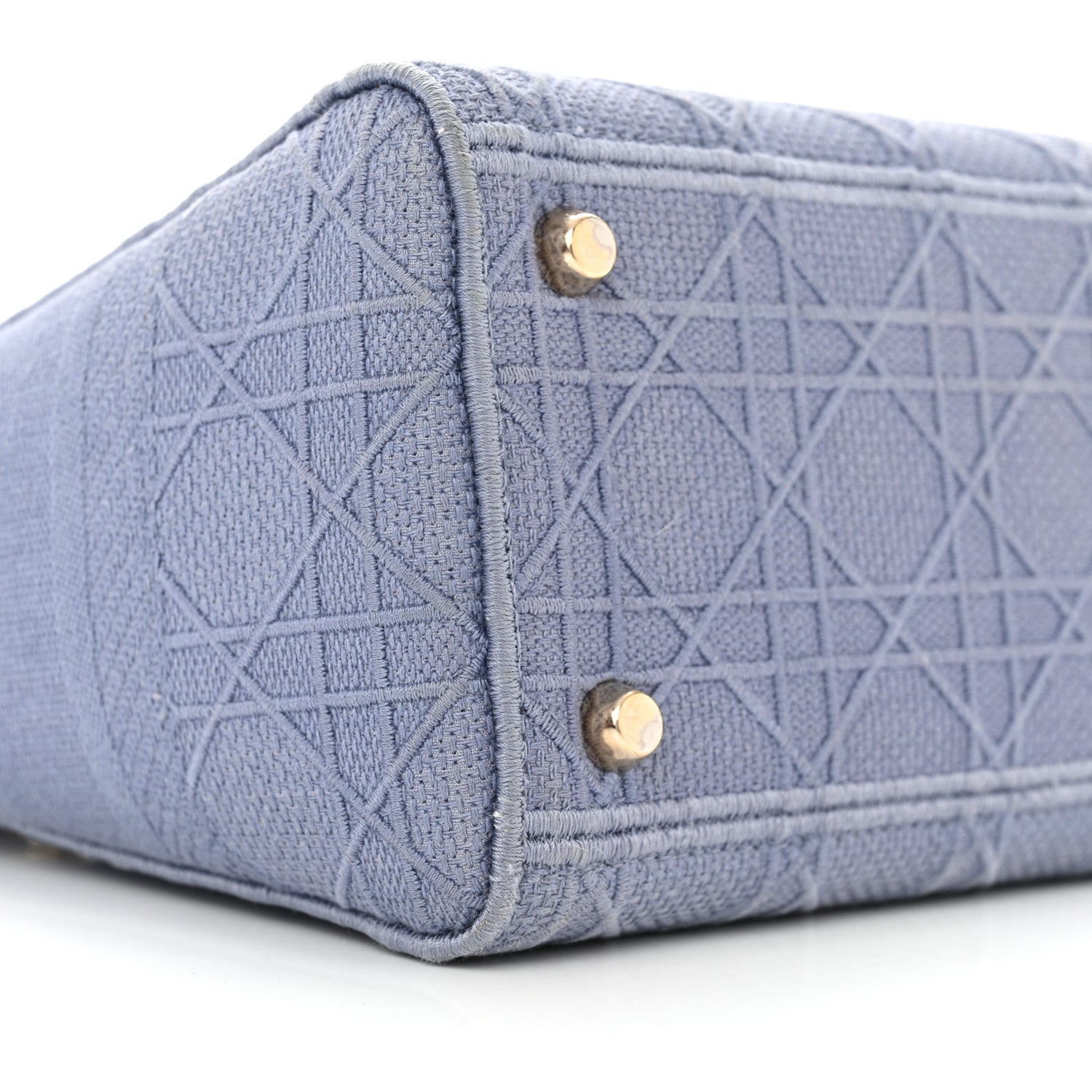 Christian Dior Canvas Embroidered Cannage Medium Lady D-Lite Blue 8 of 12