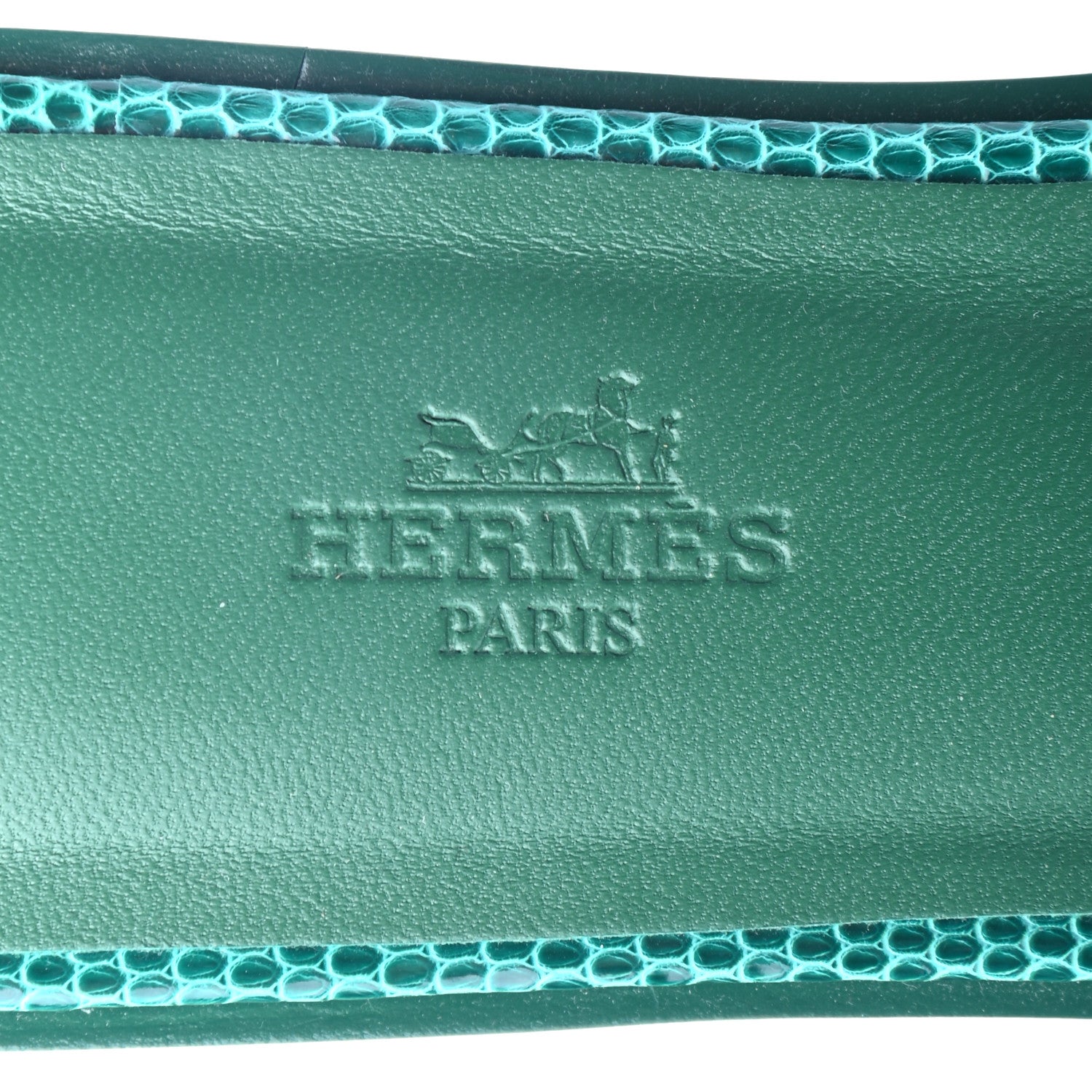 Hermes Lizard Oran Sandals 38 Vert Emeraude 8 of 8